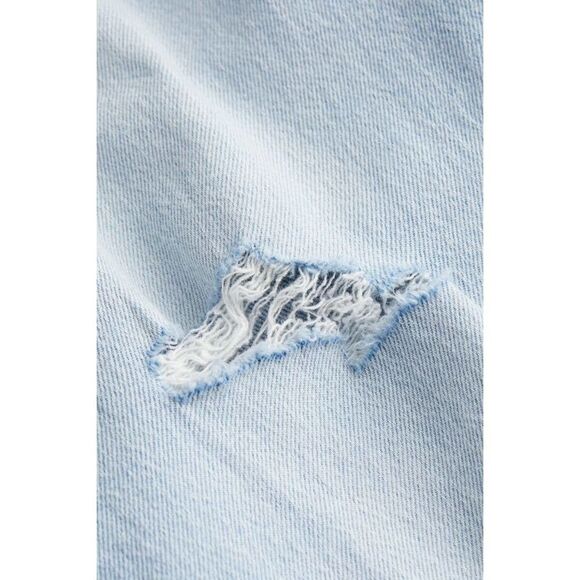 H&M EUC High Rise Wide Leg Jeans Size 6 Light Wash Distressed - Picture 9 of 15